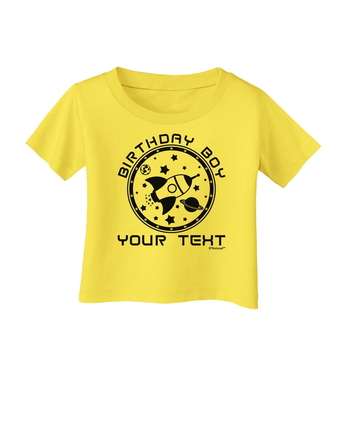 Personalized Birthday Boy Space with Customizable Name Infant T-Shirt-Infant T-Shirt-TooLoud-Yellow-06-Months-Davson Sales