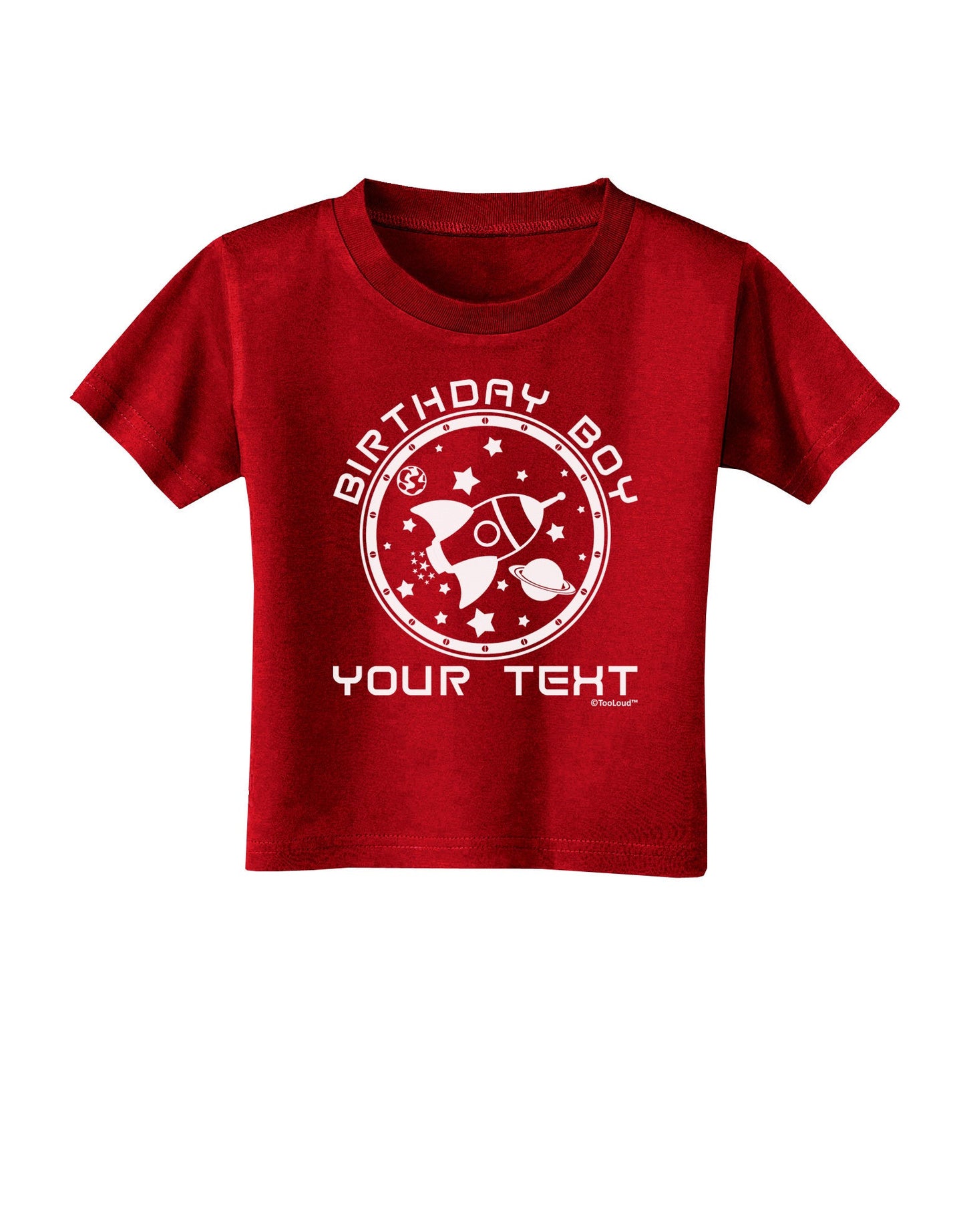 Personalized Birthday Boy Space with Customizable Name Toddler T-Shirt Dark-Toddler T-Shirt-TooLoud-Red-2T-Davson Sales