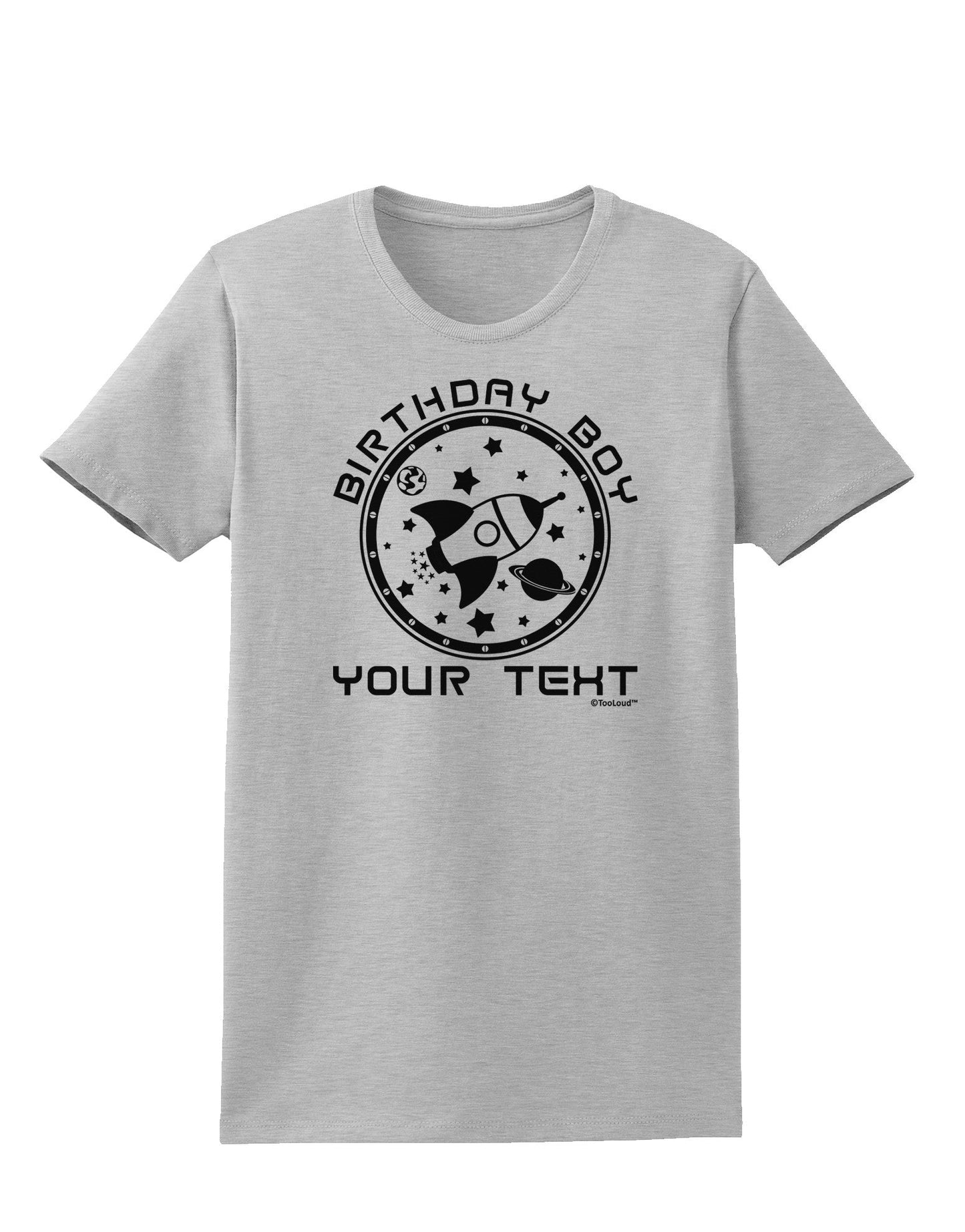 Personalized Birthday Boy Space with Customizable Name Womens T-Shirt-Womens T-Shirt-TooLoud-AshGray-X-Small-Davson Sales