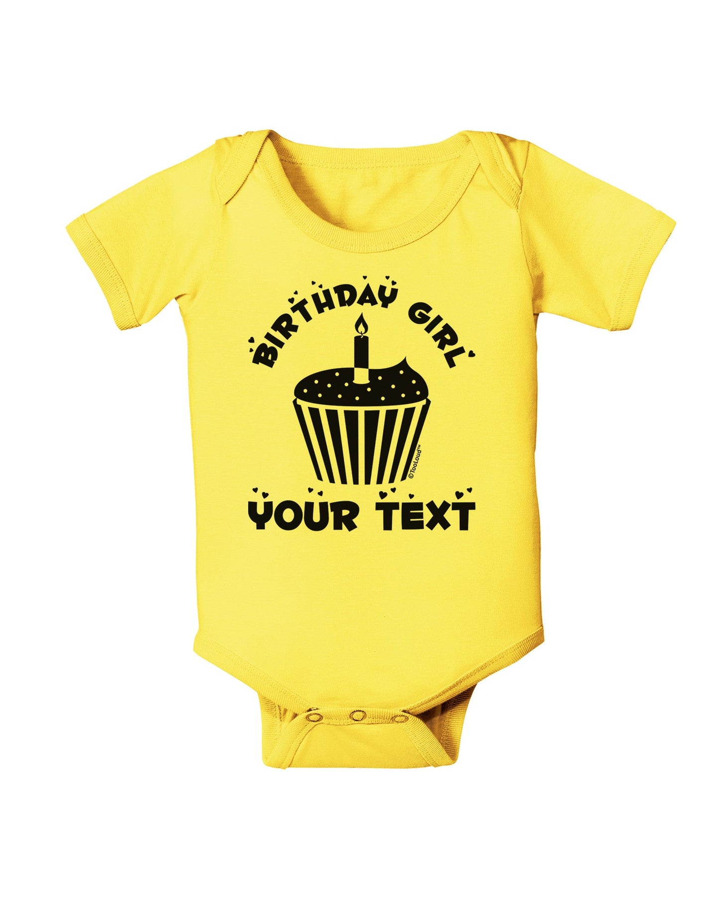 Personalized Birthday Girl Cupcake -Customizable- Name Baby Romper Bodysuit-Baby Romper-TooLoud-Yellow-06-Months-Davson Sales