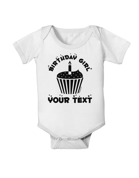 Personalized Birthday Girl Cupcake -Customizable- Name Baby Romper Bodysuit-Baby Romper-TooLoud-White-06-Months-Davson Sales