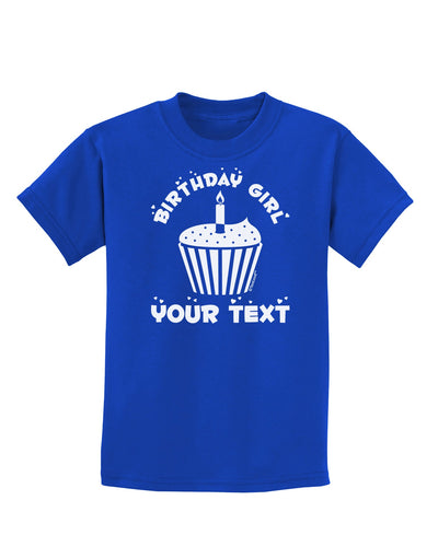 Personalized Birthday Girl Cupcake -Customizable- Name Childrens Dark T-Shirt-Childrens T-Shirt-TooLoud-Royal-Blue-X-Small-Davson Sales