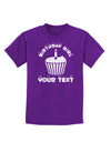 Personalized Birthday Girl Cupcake -Customizable- Name Childrens Dark T-Shirt-Childrens T-Shirt-TooLoud-Purple-X-Small-Davson Sales