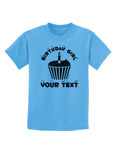 Personalized Birthday Girl Cupcake -Customizable- Name Childrens T-Shirt-Childrens T-Shirt-TooLoud-Aquatic-Blue-X-Small-Davson Sales