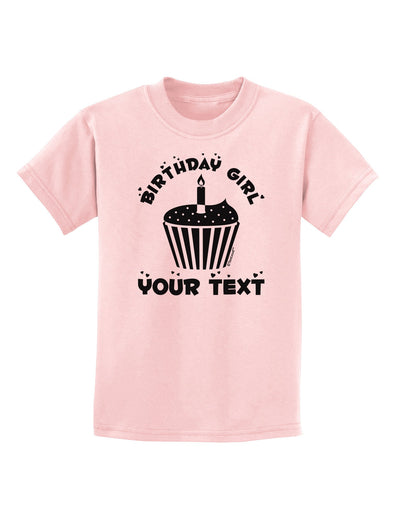 Personalized Birthday Girl Cupcake -Customizable- Name Childrens T-Shirt-Childrens T-Shirt-TooLoud-PalePink-X-Small-Davson Sales