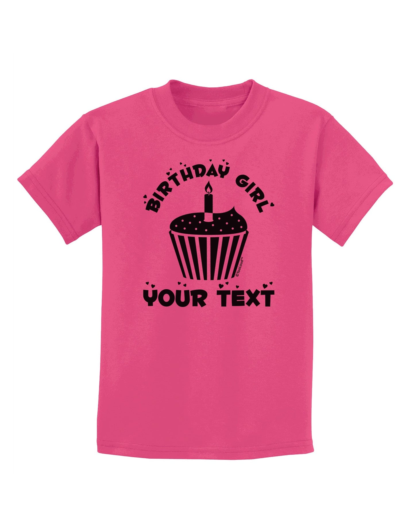 Personalized Birthday Girl Cupcake -Customizable- Name Childrens T-Shirt-Childrens T-Shirt-TooLoud-Sangria-X-Small-Davson Sales