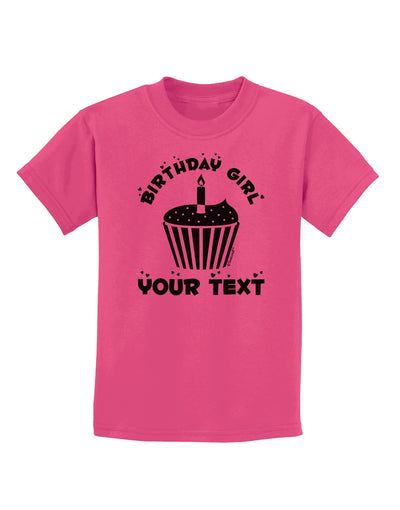 Personalized Birthday Girl Cupcake -Customizable- Name Childrens T-Shirt-Childrens T-Shirt-TooLoud-Sangria-X-Small-Davson Sales