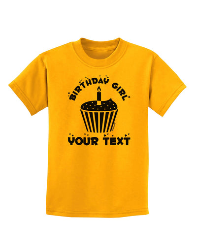 Personalized Birthday Girl Cupcake -Customizable- Name Childrens T-Shirt-Childrens T-Shirt-TooLoud-Gold-X-Small-Davson Sales