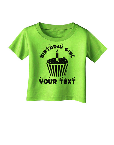 Personalized Birthday Girl Cupcake -Customizable- Name Infant T-Shirt-Infant T-Shirt-TooLoud-Lime-Green-06-Months-Davson Sales