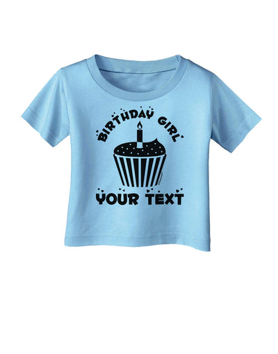 Personalized Birthday Girl Cupcake -Customizable- Name Infant T-Shirt-Infant T-Shirt-TooLoud-Aquatic-Blue-06-Months-Davson Sales