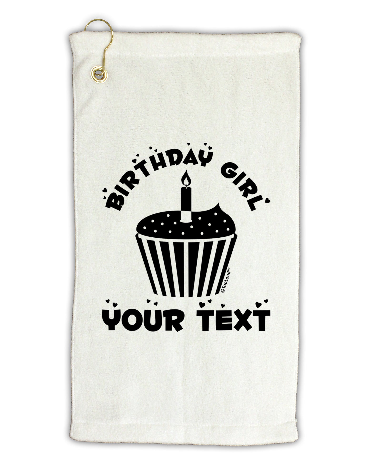 Personalized Birthday Girl Cupcake -Customizable- Name Micro Terry Gromet Golf Towel 16 x 25 inch-Golf Towel-TooLoud-White-Davson Sales