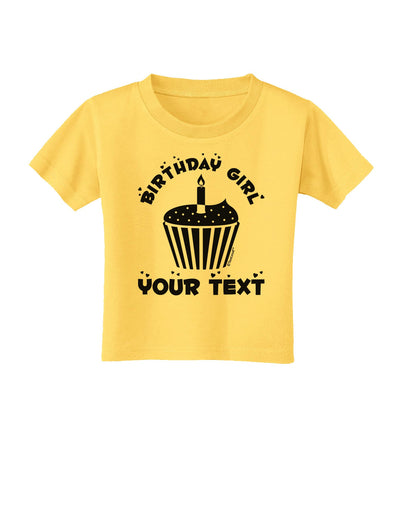 Personalized Birthday Girl Cupcake -Customizable- Name Toddler T-Shirt-Toddler T-Shirt-TooLoud-Yellow-2T-Davson Sales