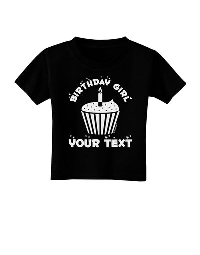 Personalized Birthday Girl Cupcake -Customizable- Name Toddler T-Shirt Dark-Toddler T-Shirt-TooLoud-Black-2T-Davson Sales