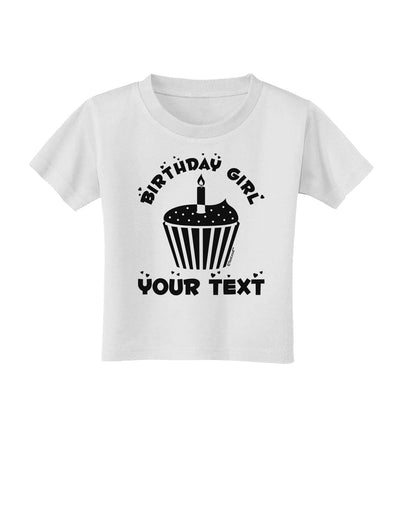 Personalized Birthday Girl Cupcake -Customizable- Name Toddler T-Shirt-Toddler T-Shirt-TooLoud-White-2T-Davson Sales