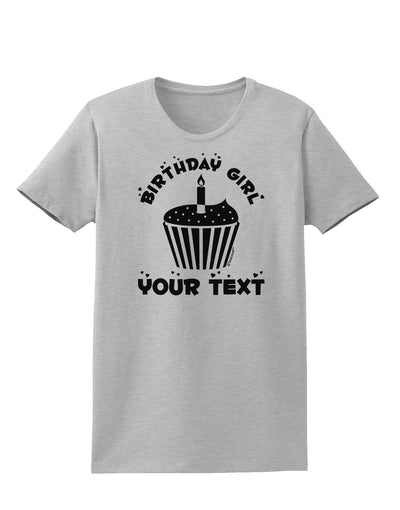 Personalized Birthday Girl Cupcake -Customizable- Name Womens T-Shirt-Womens T-Shirt-TooLoud-AshGray-X-Small-Davson Sales