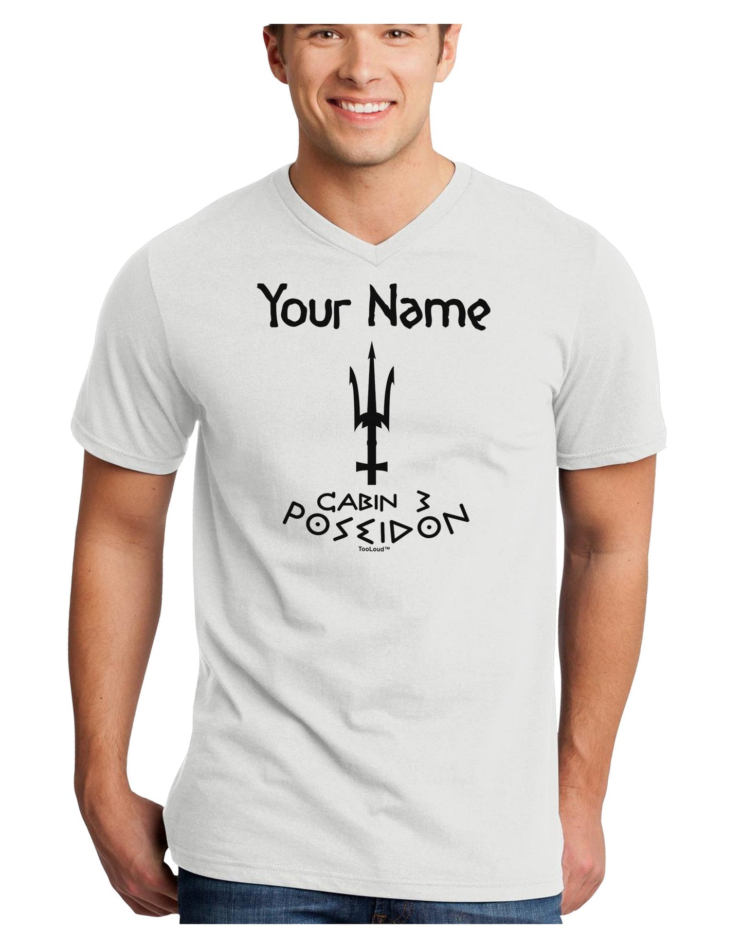 Personalized Cabin 3 Poseidon Adult V-Neck T-shirt-Mens V-Neck T-Shirt-TooLoud-White-Small-Davson Sales
