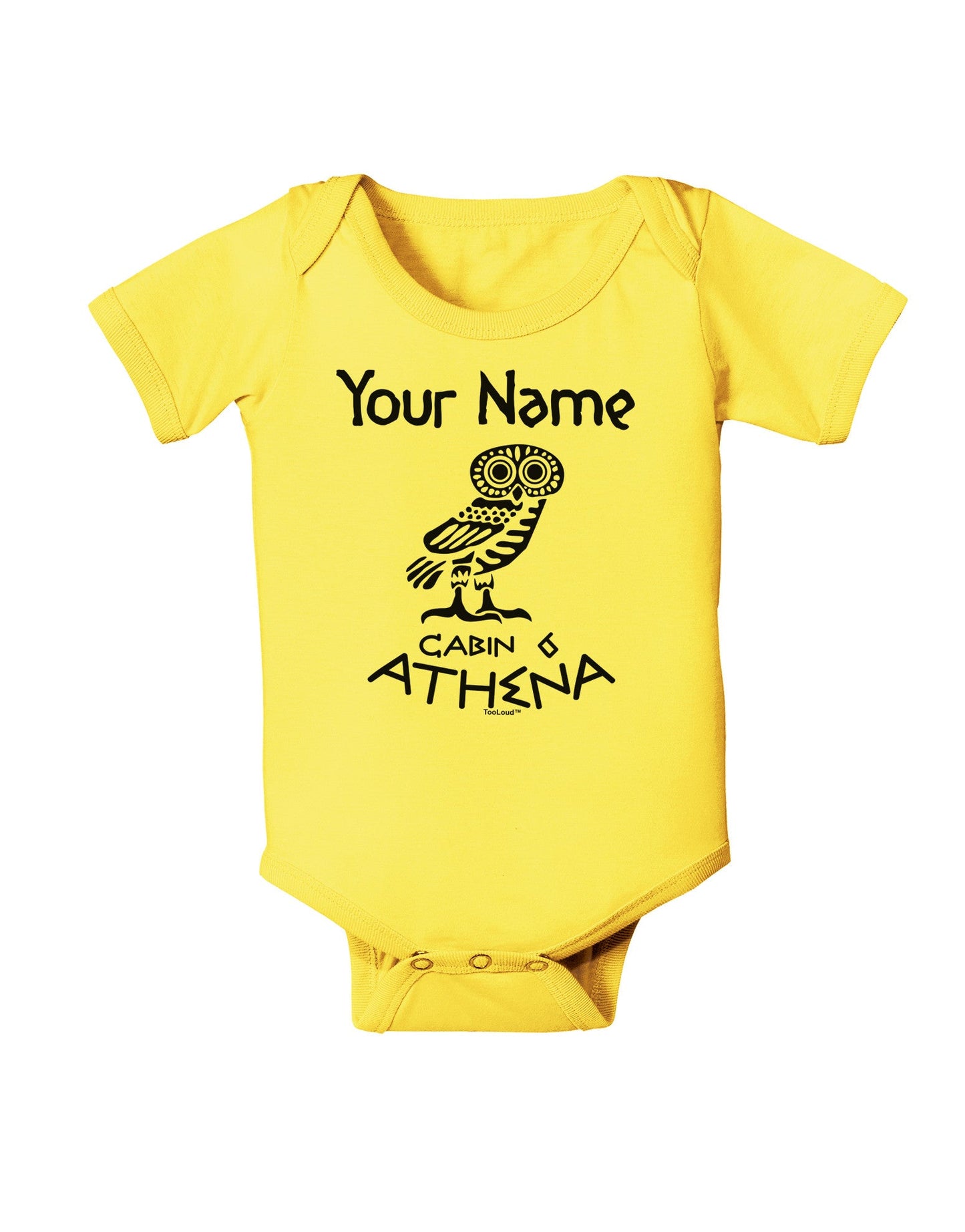 Personalized Cabin 6 Athena Baby Romper Bodysuit by-Baby Romper-TooLoud-Yellow-06-Months-Davson Sales