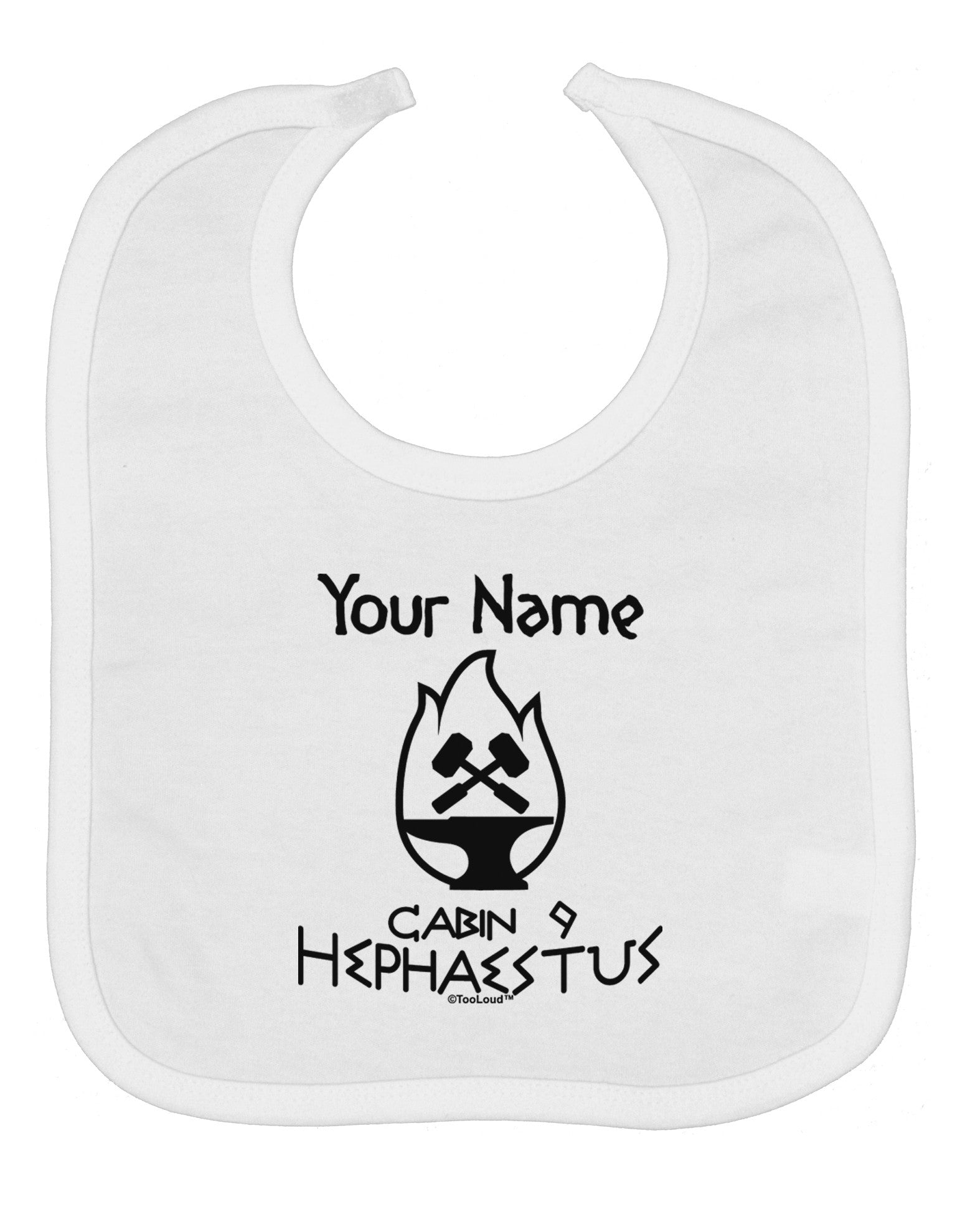 Personalized Cabin 9 Hephaestus Baby Bib