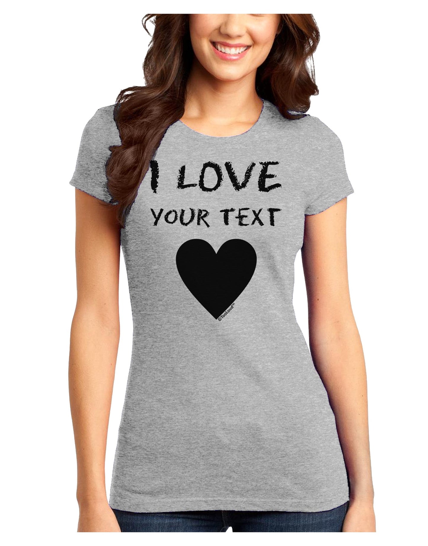 Personalized I Love Customized Juniors T-Shirt-Womens Juniors T-Shirt-TooLoud-Ash-Gray-Juniors Fitted X-Small-Davson Sales