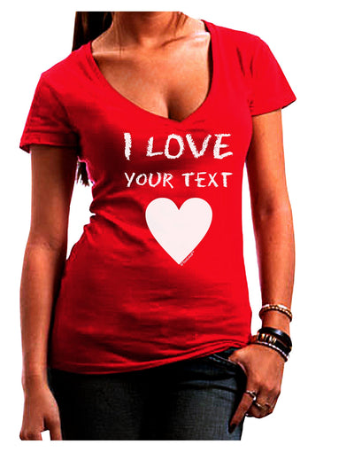 Personalized I Love Customized Juniors V-Neck Dark T-Shirt-Womens V-Neck T-Shirts-TooLoud-Red-Juniors Fitted Small-Davson Sales