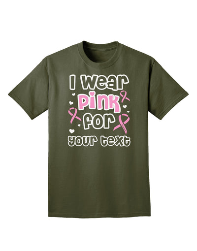 Personalized I Wear Pink for -Name- Breast Cancer Awareness Adult Dark T-Shirt-Mens T-Shirt-TooLoud-Military-Green-Small-Davson Sales