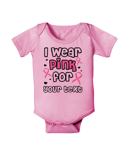 Personalized I Wear Pink for -Name- Breast Cancer Awareness Baby Romper Bodysuit-Baby Romper-TooLoud-Light-Pink-06-Months-Davson Sales