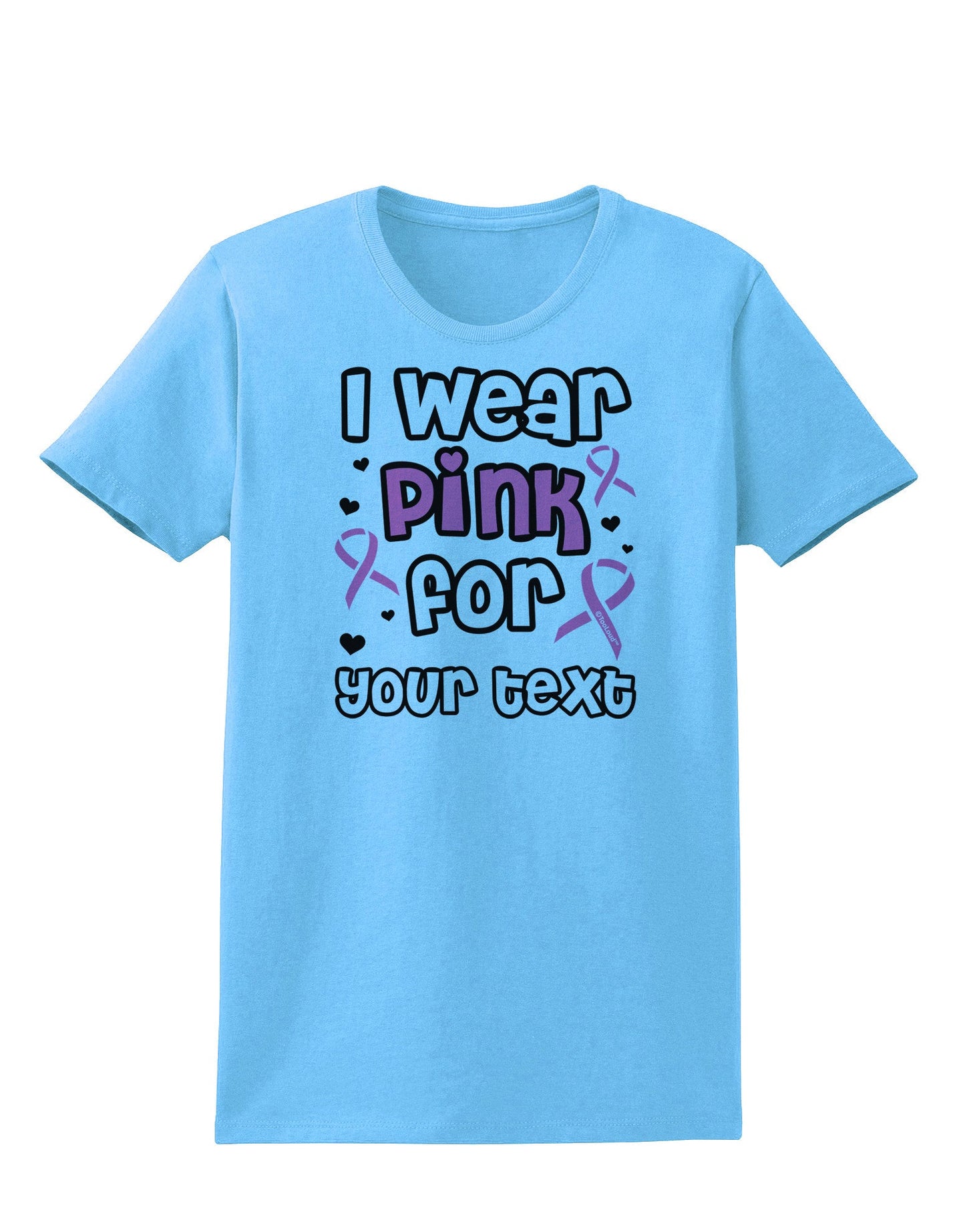 Personalized I Wear Pink for -Name- Breast Cancer Awareness Womens T-Shirt-Womens T-Shirt-TooLoud-Aquatic-Blue-X-Small-Davson Sales