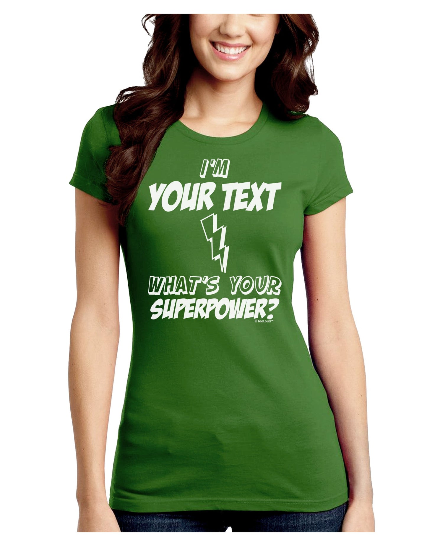 Personalized I'm -Customizable- What's Your Superpower Juniors Crew Dark T-Shirt-T-Shirts Juniors Tops-TooLoud-Kiwi-Green-Juniors Fitted Small-Davson Sales