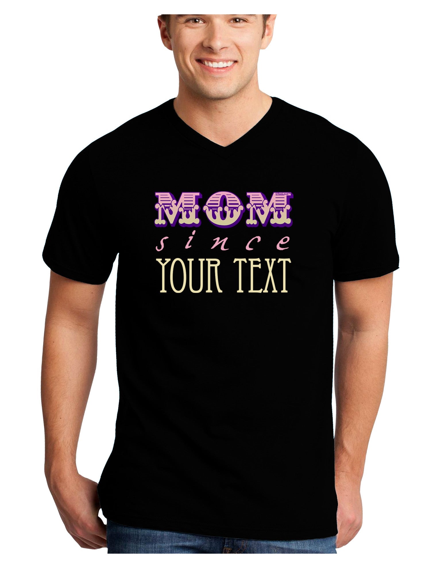 Personalized Mom Since ___ Adult Dark V-Neck T-Shirt-TooLoud-Black-Small-Davson Sales