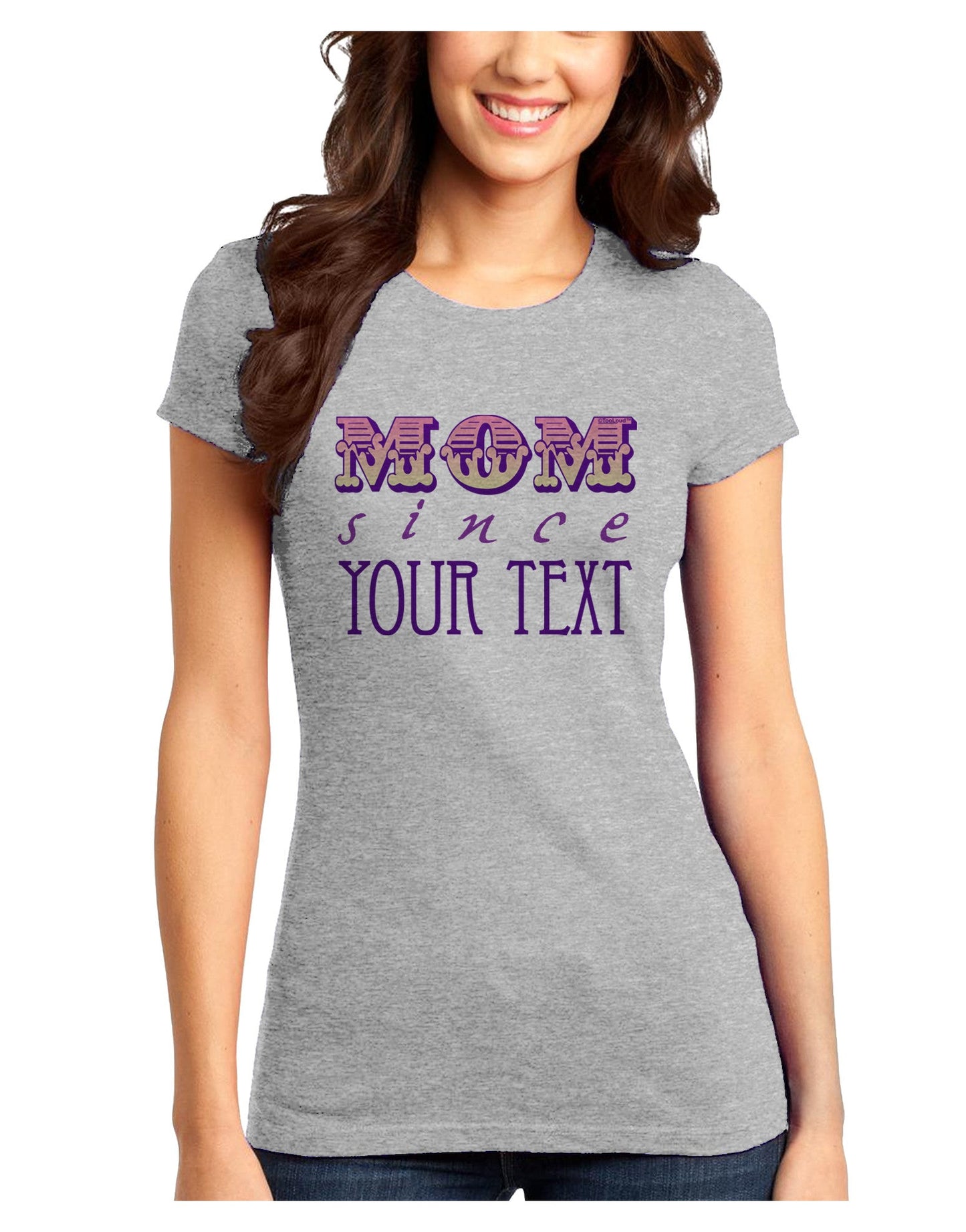 Personalized Mom Since ___ Juniors Petite T-Shirt-T-Shirts Juniors Tops-TooLoud-Ash-Gray-Juniors Fitted X-Small-Davson Sales