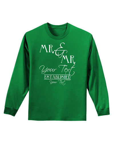 Personalized Mr and Mr -Name- Established -Date- Design Adult Long Sleeve Dark T-Shirt-TooLoud-Kelly-Green-Small-Davson Sales