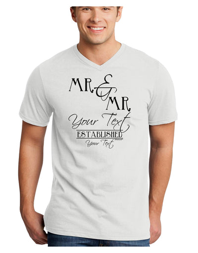 Personalized Mr and Mr -Name- Established -Date- Design Adult V-Neck T-shirt-Mens V-Neck T-Shirt-TooLoud-White-Small-Davson Sales