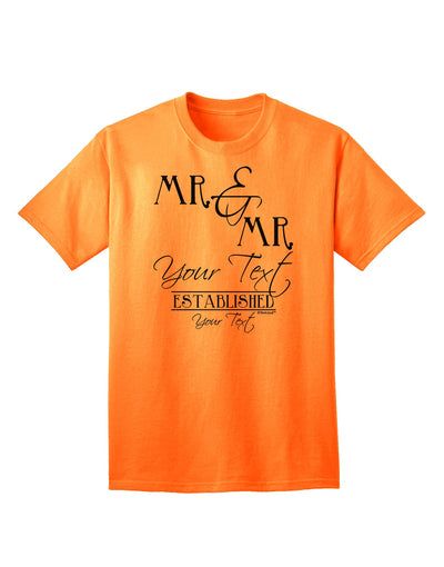 Personalized Mr and Mr Name Established Date GAY COUPLE Adult T-Shirt-Mens T-Shirt-TooLoud-Neon-Orange-Small-Davson Sales