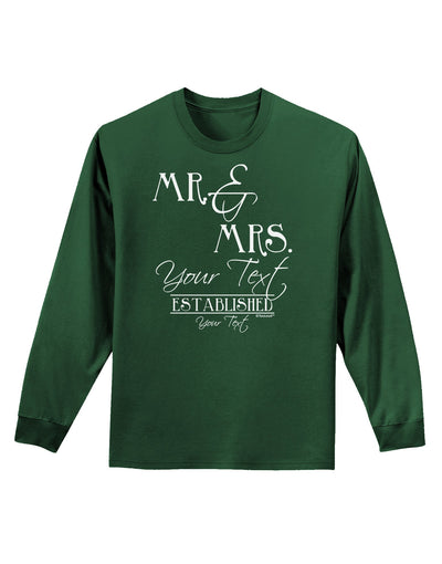 Personalized Mr and Mrs -Name- Established -Date- Design Adult Long Sleeve Dark T-Shirt-TooLoud-Dark-Green-Small-Davson Sales