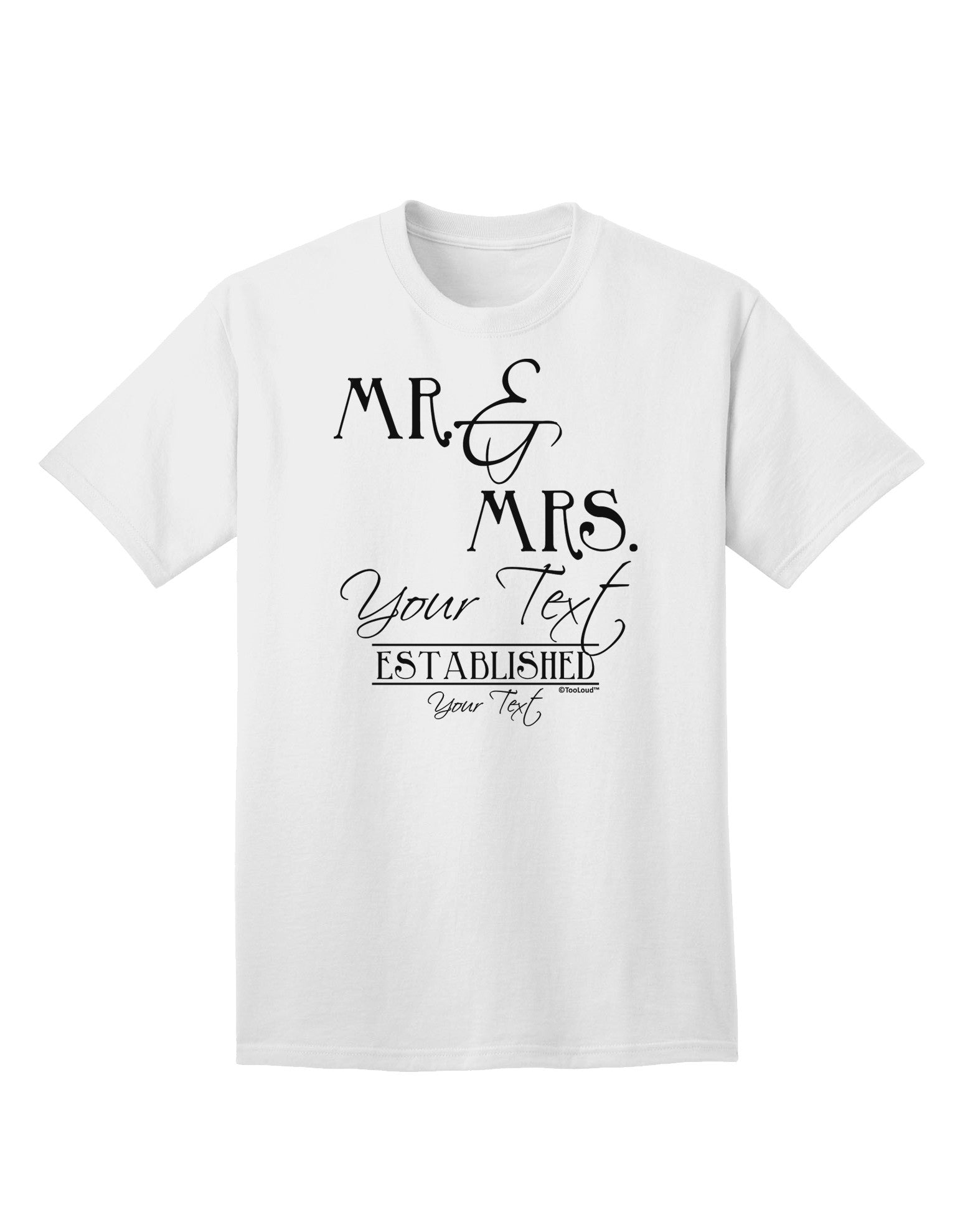 Personalized Mr and Mrs -Name- Established -Date- Design Adult T-Shirt-Mens T-Shirt-TooLoud-White-Small-Davson Sales