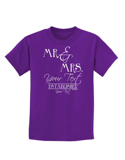 Personalized Mr and Mrs -Name- Established -Date- Design Childrens Dark T-Shirt-Childrens T-Shirt-TooLoud-Purple-X-Small-Davson Sales