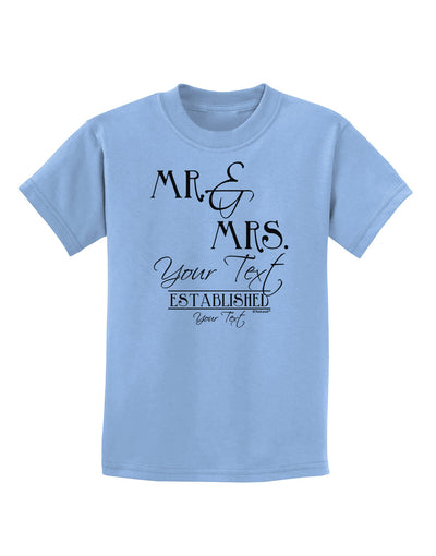 Personalized Mr and Mrs -Name- Established -Date- Design Childrens T-Shirt-Childrens T-Shirt-TooLoud-Light-Blue-X-Small-Davson Sales