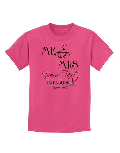 Personalized Mr and Mrs -Name- Established -Date- Design Childrens T-Shirt-Childrens T-Shirt-TooLoud-Sangria-X-Small-Davson Sales