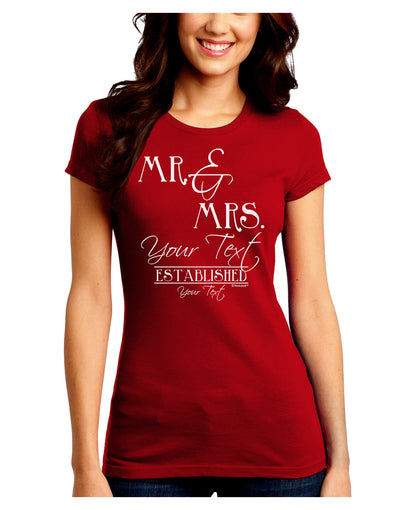 Personalized Mr and Mrs -Name- Established -Date- Design Juniors Crew Dark T-Shirt-T-Shirts Juniors Tops-TooLoud-Red-Juniors Fitted Small-Davson Sales