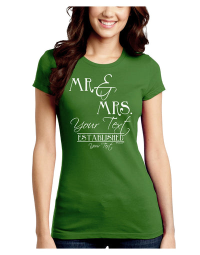 Personalized Mr and Mrs -Name- Established -Date- Design Juniors Crew Dark T-Shirt-T-Shirts Juniors Tops-TooLoud-Kiwi-Green-Juniors Fitted Small-Davson Sales