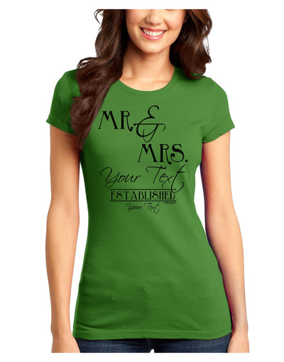 Personalized Mr and Mrs -Name- Established -Date- Design Juniors T-Shirt-Womens Juniors T-Shirt-TooLoud-Kiwi-Green-Juniors Fitted X-Small-Davson Sales