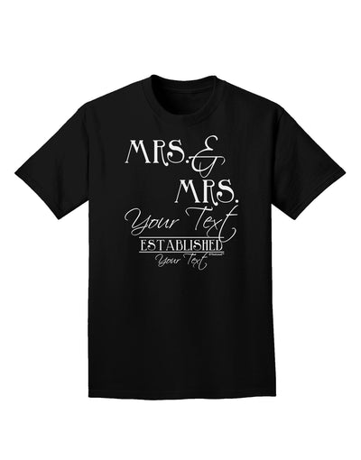 Personalized Mrs and Mrs Lesbian Wedding - Name- Established -Date- Design Adult Dark T-Shirt-Mens T-Shirt-TooLoud-Black-Small-Davson Sales