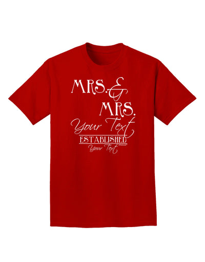 Personalized Mrs and Mrs Lesbian Wedding - Name- Established -Date- Design Adult Dark T-Shirt-Mens T-Shirt-TooLoud-Red-Small-Davson Sales