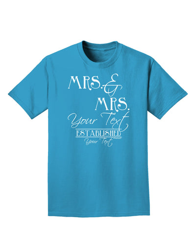 Personalized Mrs and Mrs Lesbian Wedding - Name- Established -Date- Design Adult Dark T-Shirt-Mens T-Shirt-TooLoud-Turquoise-Small-Davson Sales