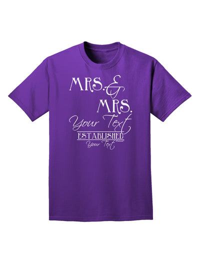 Personalized Mrs and Mrs Lesbian Wedding - Name- Established -Date- Design Adult Dark T-Shirt-Mens T-Shirt-TooLoud-Purple-Small-Davson Sales