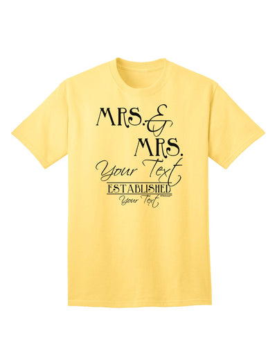 Personalized Mrs and Mrs Lesbian Wedding - Name- Established -Date- Design Adult T-Shirt-Mens T-Shirt-TooLoud-Yellow-Small-Davson Sales