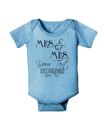Personalized Mrs and Mrs Lesbian Wedding - Name- Established -Date- Design Baby Romper Bodysuit-Baby Romper-TooLoud-Light-Blue-06-Months-Davson Sales