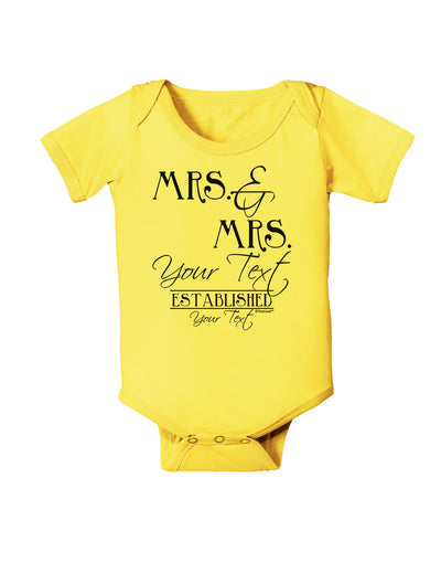 Personalized Mrs and Mrs Lesbian Wedding - Name- Established -Date- Design Baby Romper Bodysuit-Baby Romper-TooLoud-Yellow-06-Months-Davson Sales