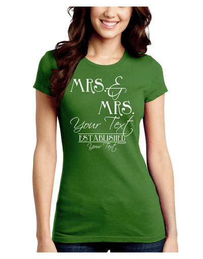 Personalized Mrs and Mrs Lesbian Wedding - Name- Established -Date- Design Juniors Crew Dark T-Shirt-T-Shirts Juniors Tops-TooLoud-Kiwi-Green-Juniors Fitted Small-Davson Sales