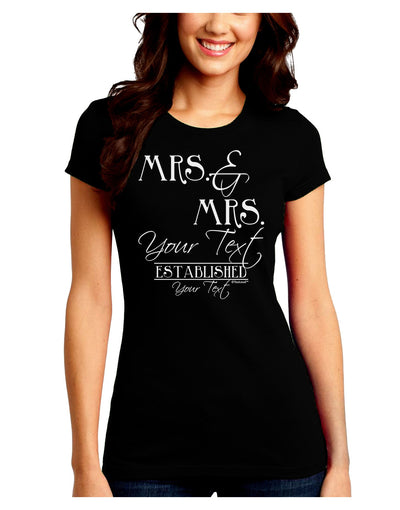 Personalized Mrs and Mrs Lesbian Wedding - Name- Established -Date- Design Juniors Crew Dark T-Shirt-T-Shirts Juniors Tops-TooLoud-Black-Juniors Fitted Small-Davson Sales